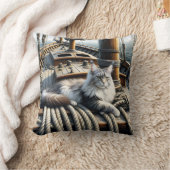 船のロープの上にメインのクーンキャット クッション (ブランケット)