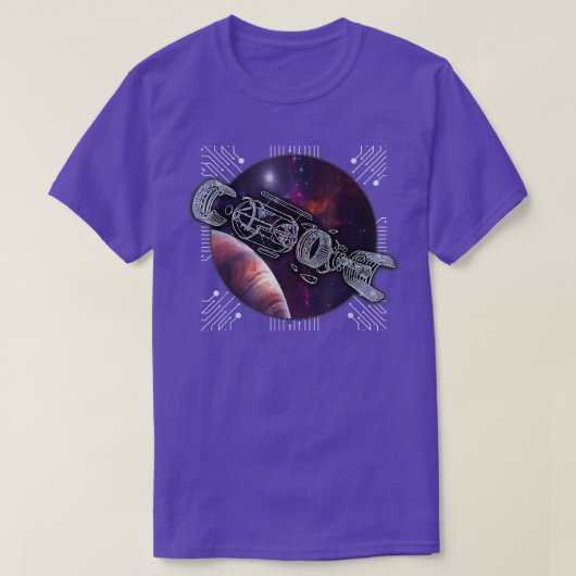 船の一部に分かれた巨大なガレー飛んでいる宇宙船 Tシャツ (デザイン正面)