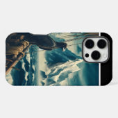 船の上の鷲、前の山々 iPhoneケース (裏面横)