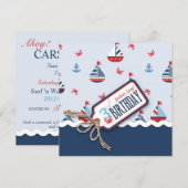 船の出航 誕生日招待状 スクエア 3 招待状 (正面/裏面)