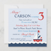 船の出航 誕生日招待状 スクエア 3 招待状 (裏面)