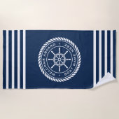 船の名ロープ船航海の車へようこそ ビーチタオル (正面)