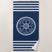 船の名ロープ船航海の車へようこそ ビーチタオル (正面)