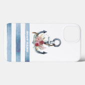 船の名前と錨の花のストライプ Case-Mate iPhoneケース (裏面 (横))