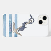 船の名前と錨ドルフィンストライプ Case-Mate iPhoneケース (裏面 (横))