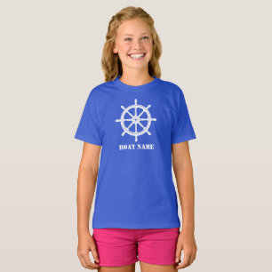 船の名前または名前Ship Helm Wheel 王室の Blue Tシャツ