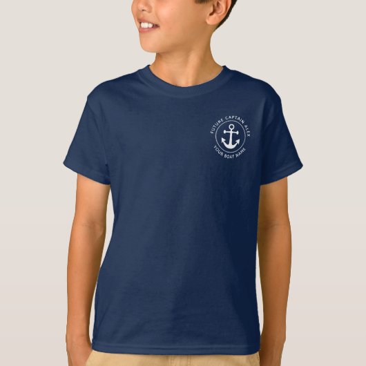 船の名前入りマリンアンカーロープ おもしろデザイン Tシャツ (正面)