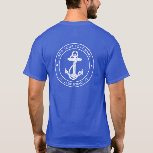 船の名前+家族+クルーズ+カスタムデザインの航海テーマTシャツ Tシャツ (裏面)