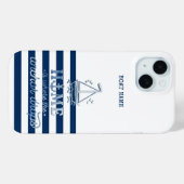 船の名前、海軍ネイビーブルーストライプアンカー Case-Mate iPhoneケース (裏面 (横))
