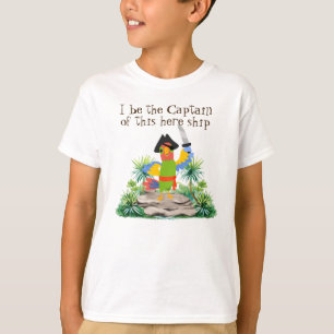 船の大尉、海賊として服を着るオウム Tシャツ