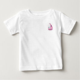 船の女の子の窓 ピンクの白の水玉模様 ベビーTシャツ
