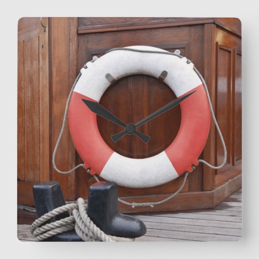 船の安全ベルト スクエア壁時計 (正面)