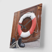 船の安全ベルト スクエア壁時計 (傾斜)