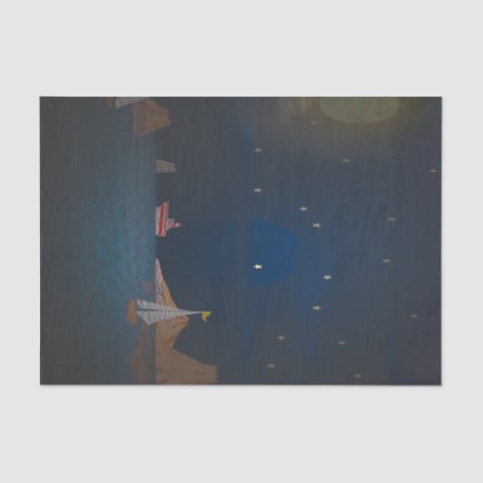 船の後ろの太陽と月 薄葉紙 (正面)