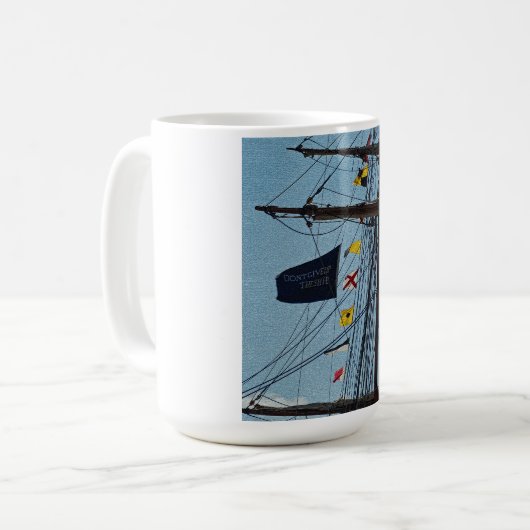 船の旗のマグをあきらめないで下さい コーヒーマグカップ (正面左)