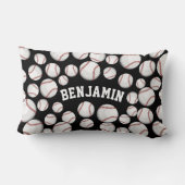 船の最大積載量のカスタムの黒による野球 ランバークッション (裏面)