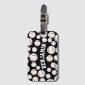 船の最大積載量の名前をカスタムするの黒による野球 ラゲッジタグ (正面縦)