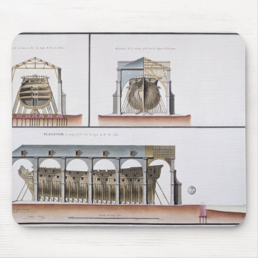 船の横断面そして高度、1776年 マウスパッド (正面)