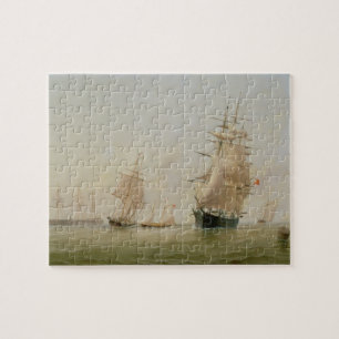 船の絵画(キャンバスの油) ジグソーパズル