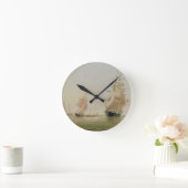 船の絵画(キャンバスの油) ラウンド壁時計 (ホーム)