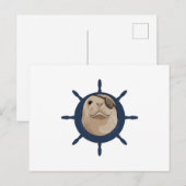 船の舵を持つシール ポストカード (正面/裏面)