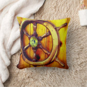 船の舵輪の枕 クッション (ブランケット)