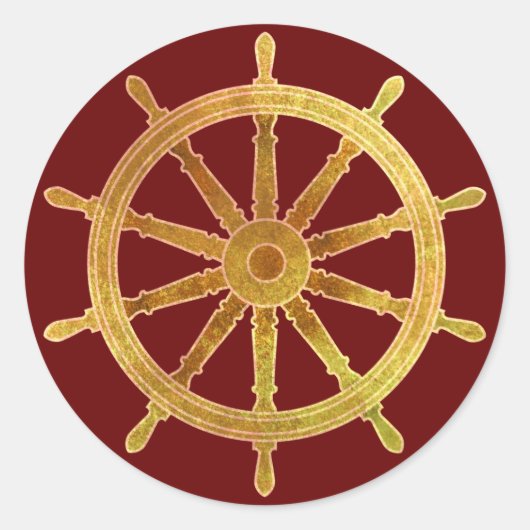 船の舵輪 ラウンドシール (正面)
