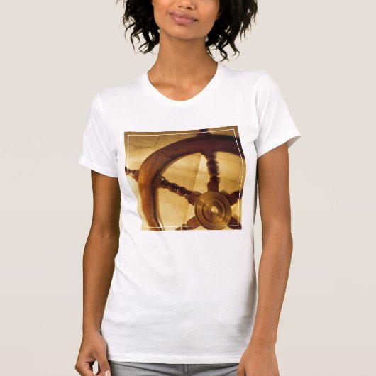 船の車輪および地図 Tシャツ (正面)