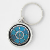 船の車輪または舵ステンドグラスのキーチェーン キーホルダー (正面)