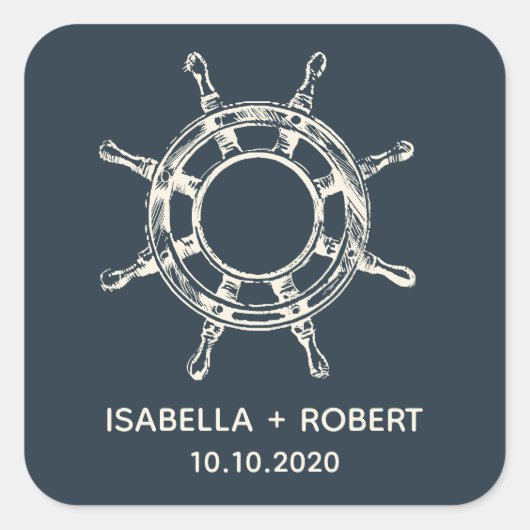 船の車輪 |の結婚モノグラム スクエアシール (正面)