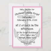 船の錨とロープの女の子のベビーシャワー（ピンク） 招待状 (裏面)