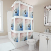 船の雲の謎の海縁どの海波 シャワーカーテン (インサイチュ)