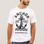 船の魂を錨でつなぎとめる 海の名言デザイン Tシャツ (正面)