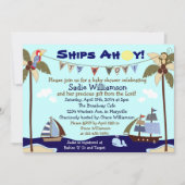 船のAhoyキリスト教のベビーシャワーの招待状 招待状 (正面)