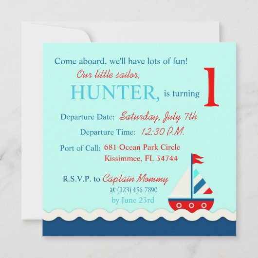 船のAhoy誕生日の招待Square_Aweigh 招待状 (裏面)