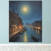 船や建物を後ろに付けた水路 キャンバスプリント (インサイチュ (ウッドフロア))