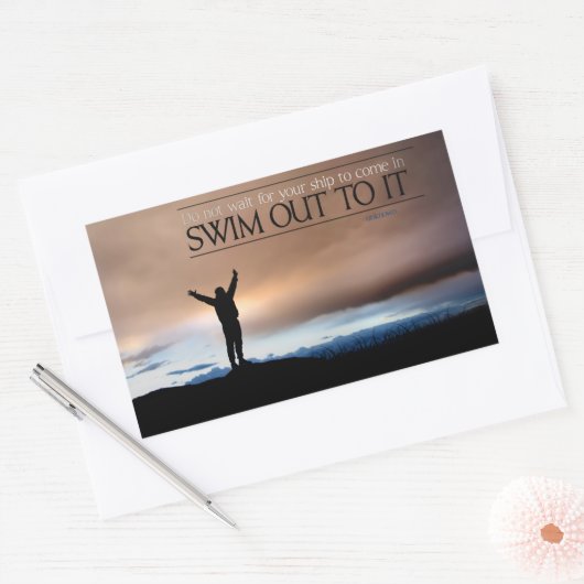 「船を待つな」感動的引用文 長方形シール (封筒)