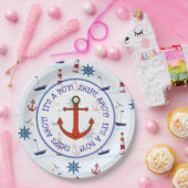 船アホイその男の子、海航海のの赤ちゃんシャワー ペーパープレート (パーティー)