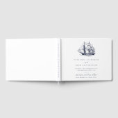 船エレガント航海のイラストレーション結婚 ゲストブック (全面)