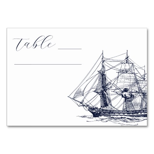 船エレガント航海のイラストレーション結婚 テーブルナンバー (正面)