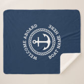 船カスタム名の歓迎いかりとロープ シェルパブランケット (正面(横))