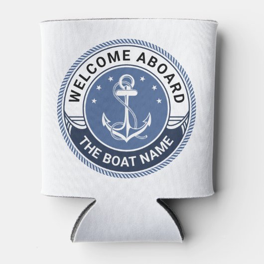 船カスタム名の歓迎いかりとロープ 缶クーラー (正面)