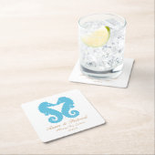 船キスをする馬 – 目的地ビーチ結婚式の恩恵 スクエアペーパーコースター (インサイチュ)