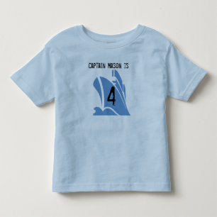 船キャプテンカスタマイズ可能4th誕生日Tシャツ トドラーTシャツ
