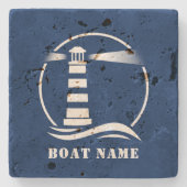 船クラシック名が青い灯台 ストーンコースター (正面)