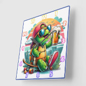 船クールリラックス中で飲み物を飲む スクエア壁時計 (傾斜)