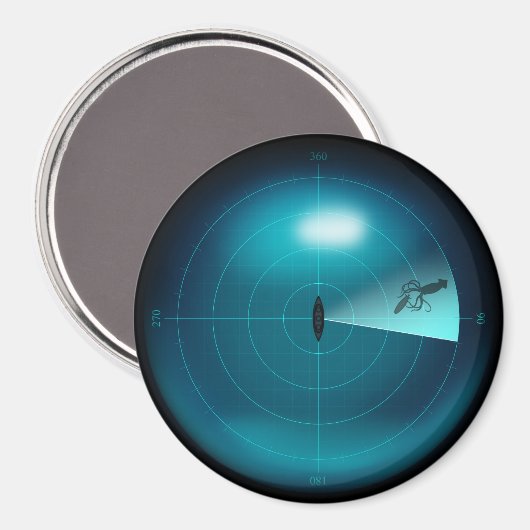 船ソナーと巨大なイカのクラーケン航海のおもしろい マグネット (正面/裏面)