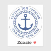 船パーソナライズされた名(いかり船長) シール (シート)