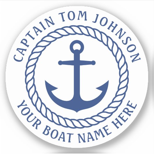 船パーソナライズされた名(いかり船長) シール (正面)