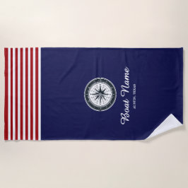 船パーソナライズされた名 ビーチタオル